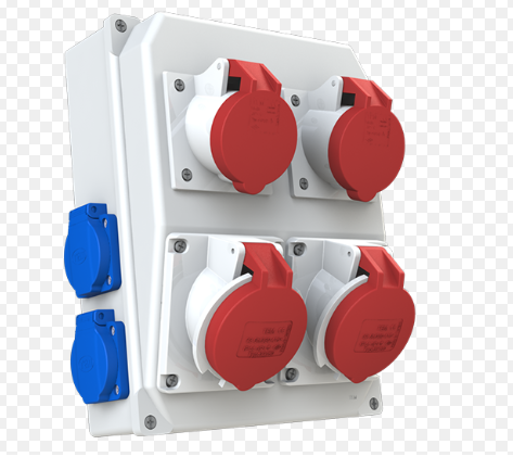 4 Adet Ip44 4x25A Ön+4 Adet 1x16A Yan Priz Montajlı Sigortalı Kombinasyon Kutusu(260x350mm) IP67