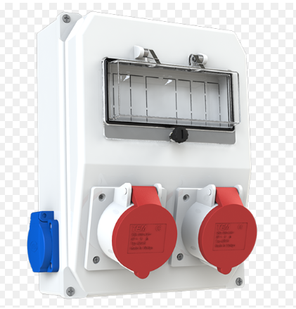 2 Adet Ip44 5x32A CEE Ön+2 Adet 1x16A Yan Sigortalı Kombinasyon Kutusu (210x280x100mm) IP67